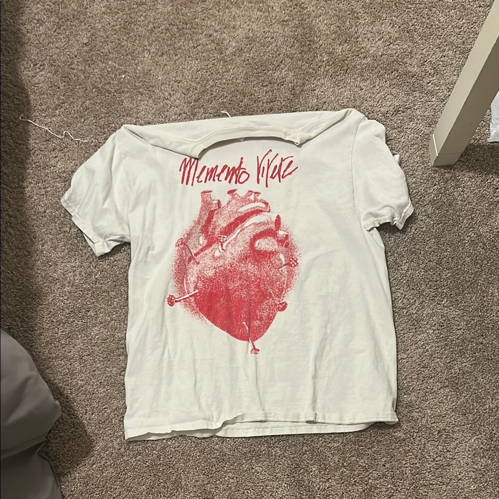 White T-Shirt with Red Graphic